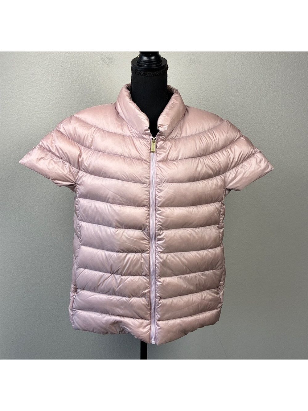 Martha Stewart Down Vest Mauve Short Sleeve Puffer Jacket Gorpcore L - Picture 4 of 9